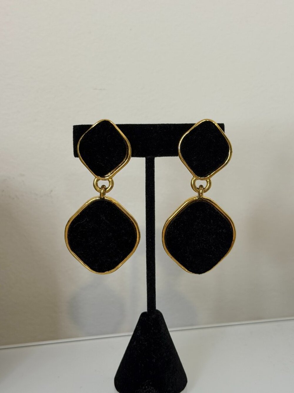 HEAVEN MAYHEM Alma Earrings Gold Black Velvet Drop Statement Jewelry